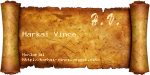 Harkai Vince névjegykártya